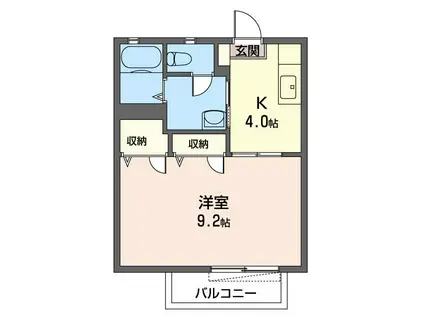 シャーメゾン グランドール天川B(1K/1階)の間取り写真