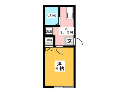 岡本ハイツ(1K/1階)の間取り写真