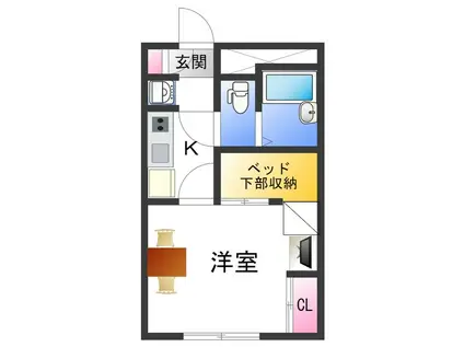 レオパレス湯里(1K/1階)の間取り写真