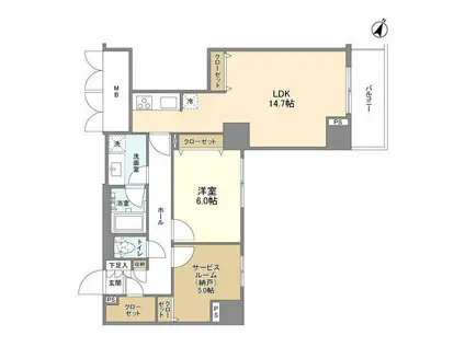 グランハイツ高田馬場(1SLDK/14階)の間取り写真
