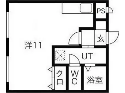 モスト豊平8・9(ワンルーム/2階)の間取り写真