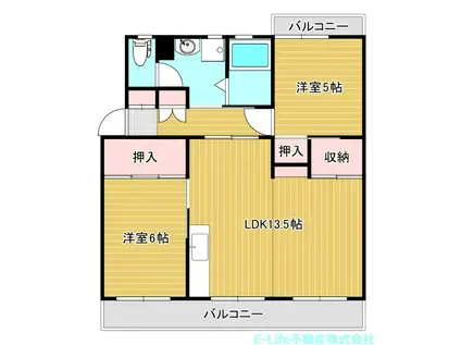 レジデンス東野(2LDK/4階)の間取り写真