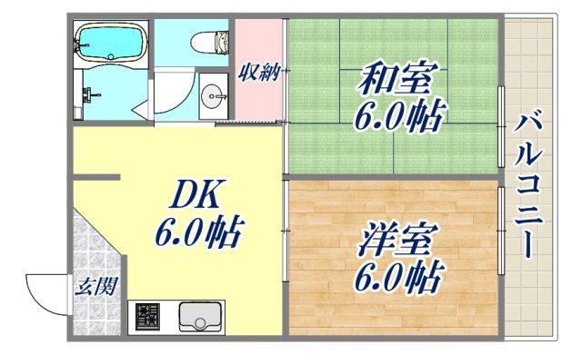 ハイツモーニンググローリー(2DK/2階)の間取り写真