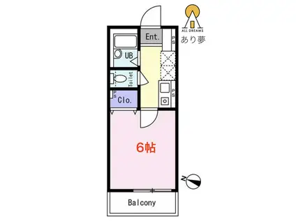 シュガール戸部本町(1K/3階)の間取り写真