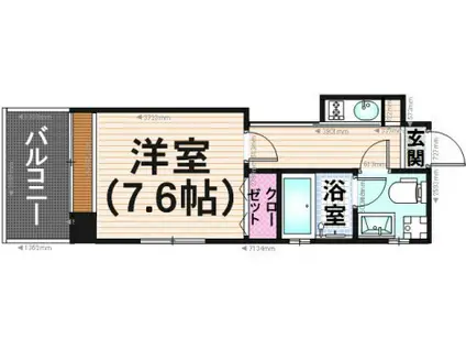 エステートモア大橋クリオ(1K/9階)の間取り写真