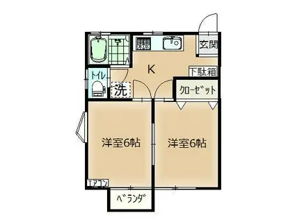 ミナトハイツ(2DK/2階)の間取り写真