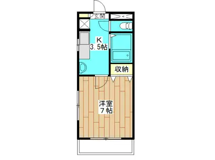 リバーサイド(1K/2階)の間取り写真