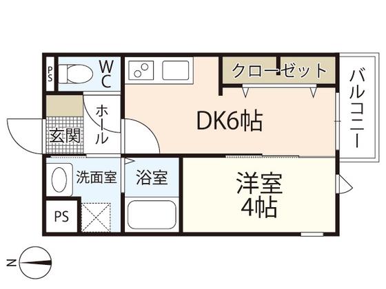 GLYCINE COURT 長束(1DK/2階)の間取り写真
