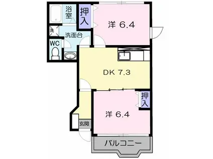 エクセルしらさぎ台ヒルズ(2DK/1階)の間取り写真