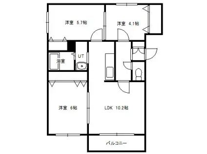 カネイハウスII(3LDK/1階)の間取り写真