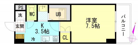 アトラクティブハイム(1K/2階)の間取り写真