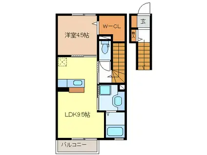 アナザープレイス(1LDK/2階)の間取り写真