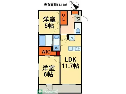 REGARO北習志野ウエスト(2LDK/1階)の間取り写真