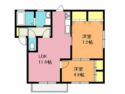 ポワール(2LDK/2階)の間取り写真