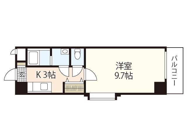 VILLA大原駅前(1K/9階)の間取り写真