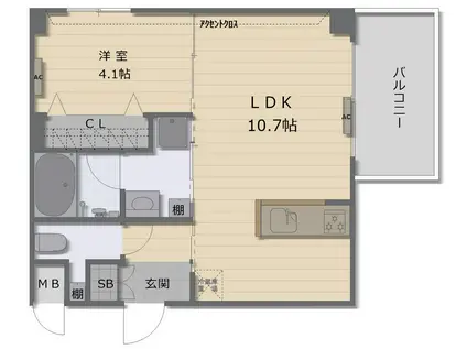 ヴィーブルエリーゼ(1LDK/6階)の間取り写真