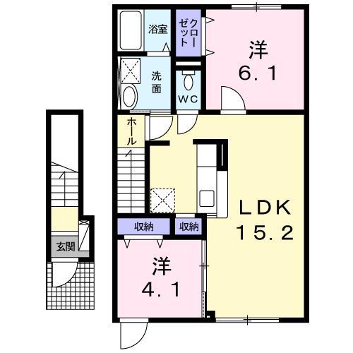 ルミエールII(2LDK/2階)の間取り写真