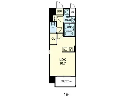 QUEENSBRIDGE HOUSES(ワンルーム/13階)の間取り写真