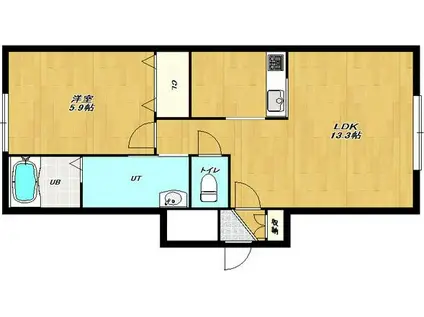 ボヌール パークサイド(1LDK/1階)の間取り写真