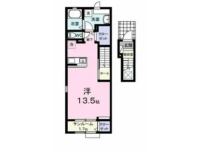 レッチーノII(ワンルーム/2階)の間取り写真