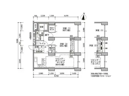 東雲キャナルコートCODAN14号棟(2LDK/9階)の間取り写真