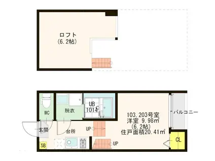 プリムローズ エムズ(1K/2階)の間取り写真