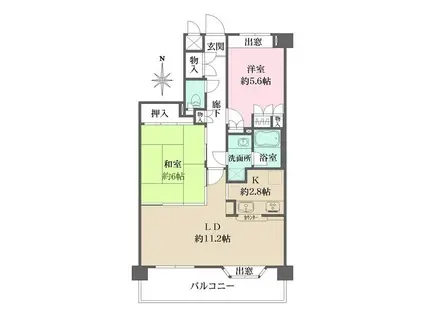 藤和シティホームズ六甲篠原(2LDK/2階)の間取り写真