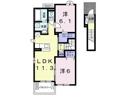 ウルビーノ I(2LDK/2階)の間取り写真