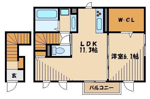 ビスクレッド(1LDK/2階)の間取り写真