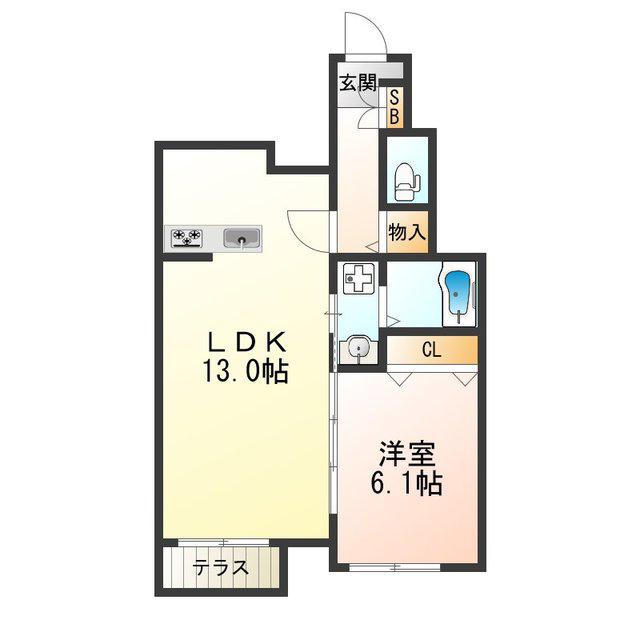 CASAあびこ道(1LDK/1階)の間取り写真