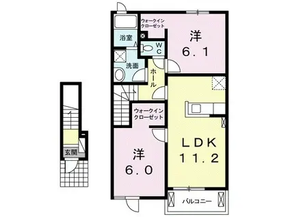 アルカンシエル II(2LDK/2階)の間取り写真