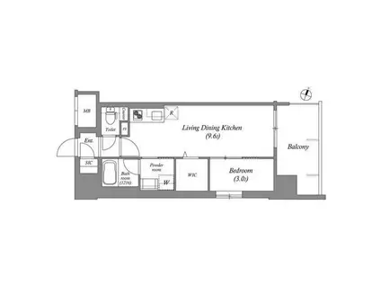 リヴェント難波サウス(1LDK/7階)の間取り写真