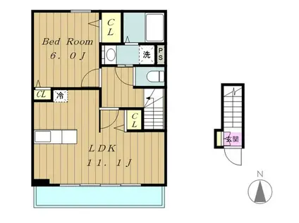 ボア・ソルテ(1LDK/2階)の間取り写真