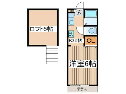 ウィスタリア桜ヶ丘(1K/1階)の間取り写真