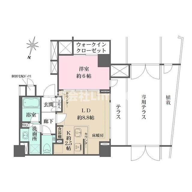 ザ・パークハウス広尾(1LDK/1階)の間取り写真