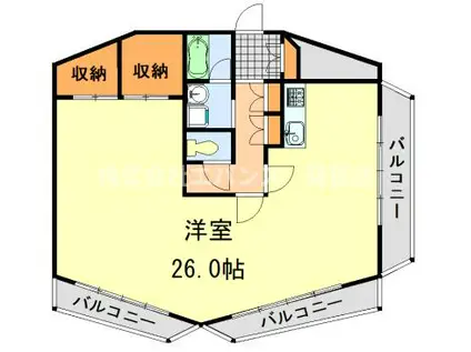 クリスタルスクエアINOHANA(ワンルーム/2階)の間取り写真