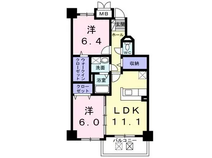 カイラス・ドルフ(2LDK/3階)の間取り写真