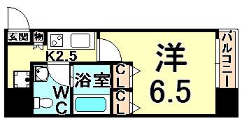 SWISS立花(1K/6階)の間取り写真