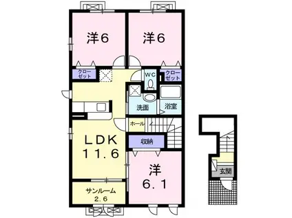 グロース フリーデ(3LDK/2階)の間取り写真