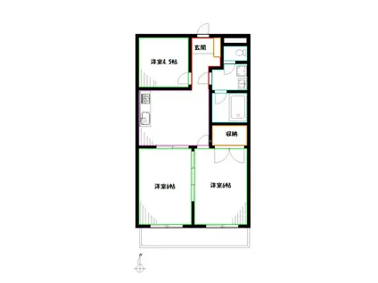 ロイヤルハウスK-TWO(3DK/2階)の間取り写真