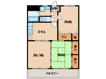 ROSECITY MI(3DK/2階)の間取り写真