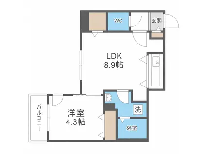 ファランドール札幌(1LDK/4階)の間取り写真