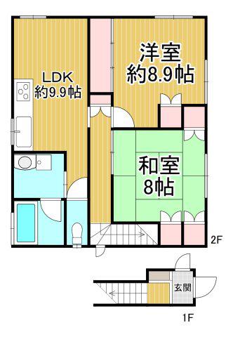 CREW阪神西宮(2LDK/2階)の間取り写真