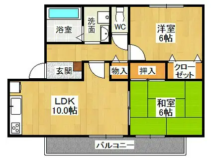 イーストハウス(2LDK/1階)の間取り写真