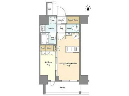 シーズンフラッツ大森北(1LDK/4階)の間取り写真