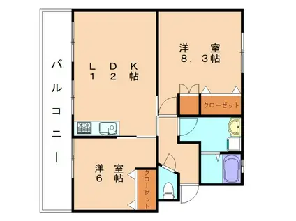 RJRクオーレ東郷駅前(2LDK/4階)の間取り写真