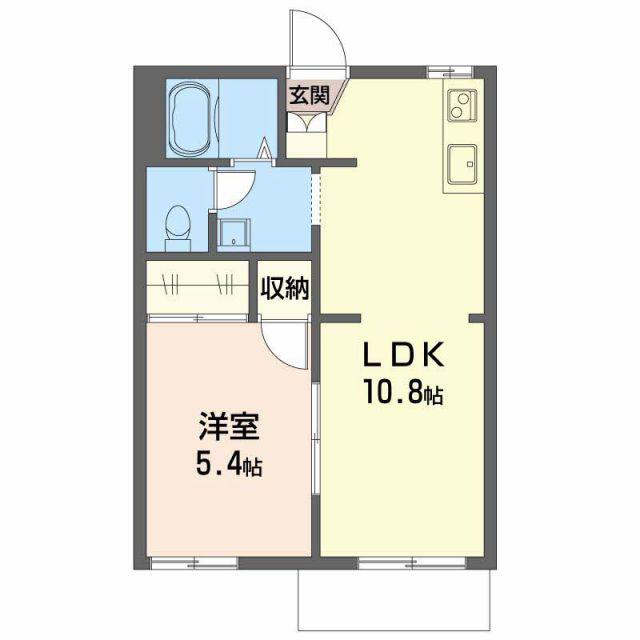 KMハイツB(1LDK/1階)の間取り写真