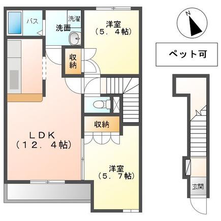 PARK D`AZUR(2LDK/2階)の間取り写真