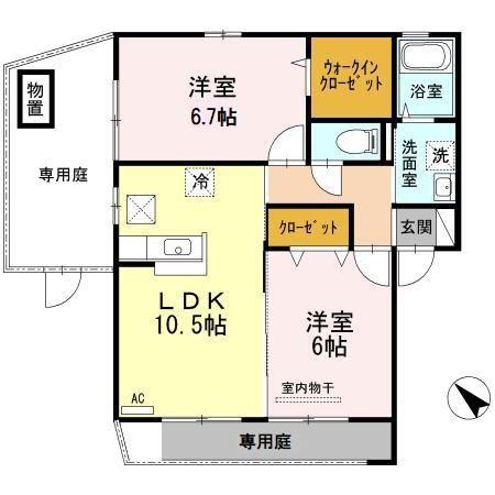 リッツハウス A棟(2LDK/1階)の間取り写真