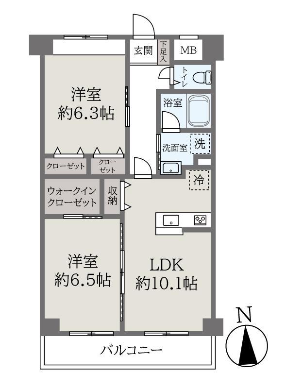 LA・PACE AKIYAMA(2LDK/3階)の間取り写真